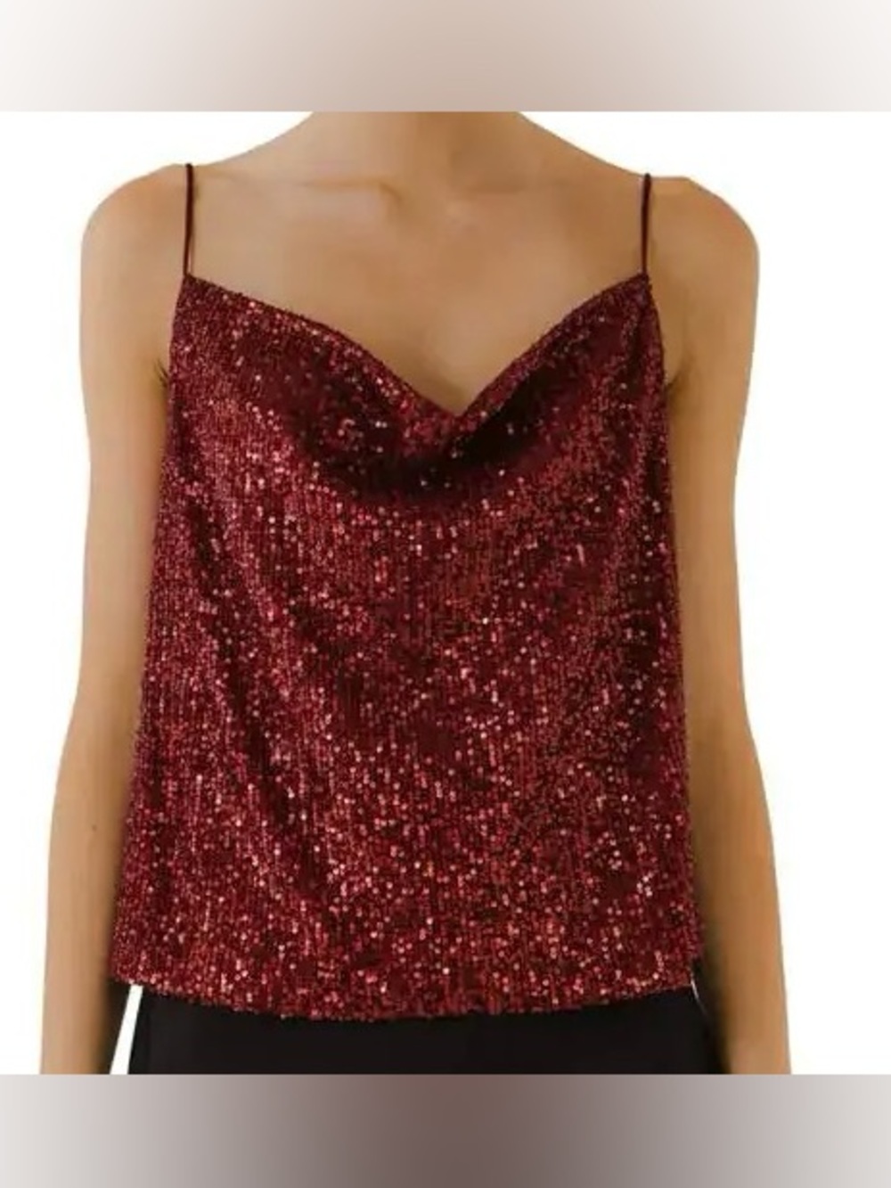 Endless Rose Sequin Cowl Neck Wine Red Tank Top NWT Size Small Sparkle